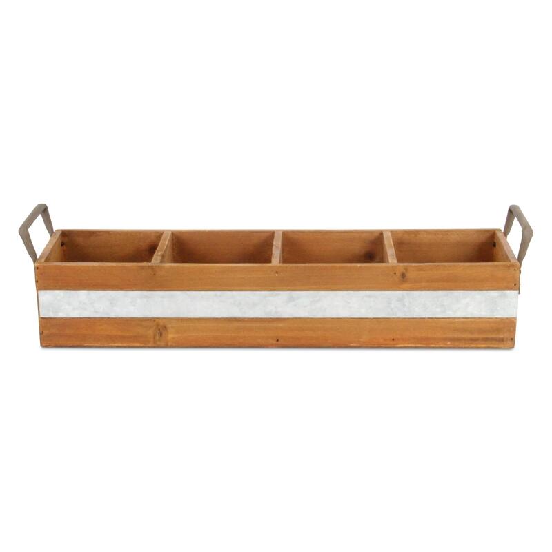 Brown Wooden 3 Slot Storage Caddy