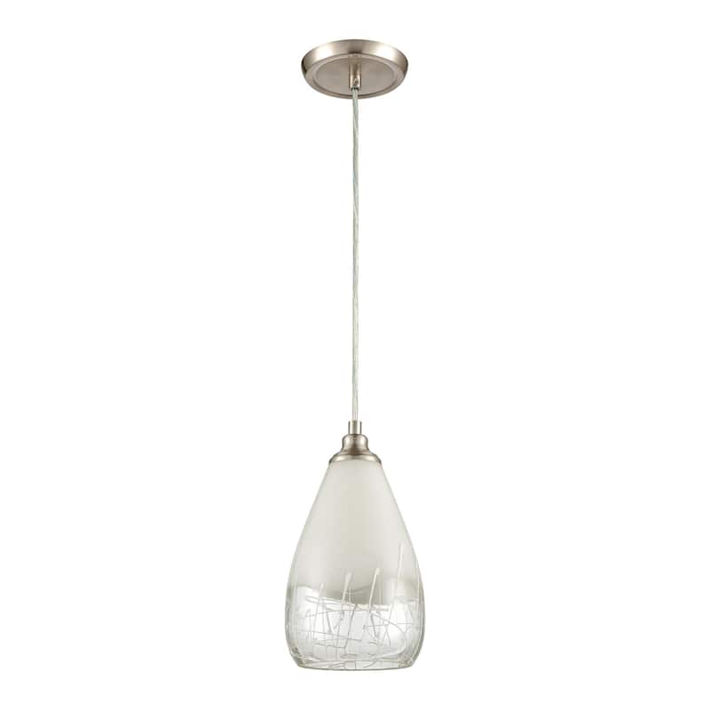 Elk Home Sugarcoat Nickel With Ivory Etched Glass 1 Light Pendant