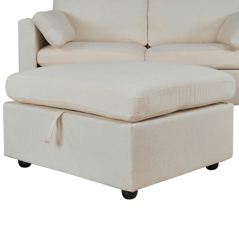 Chenille Modular Sectional Sofa with Right-Arm Chaise & 500lb Capacity