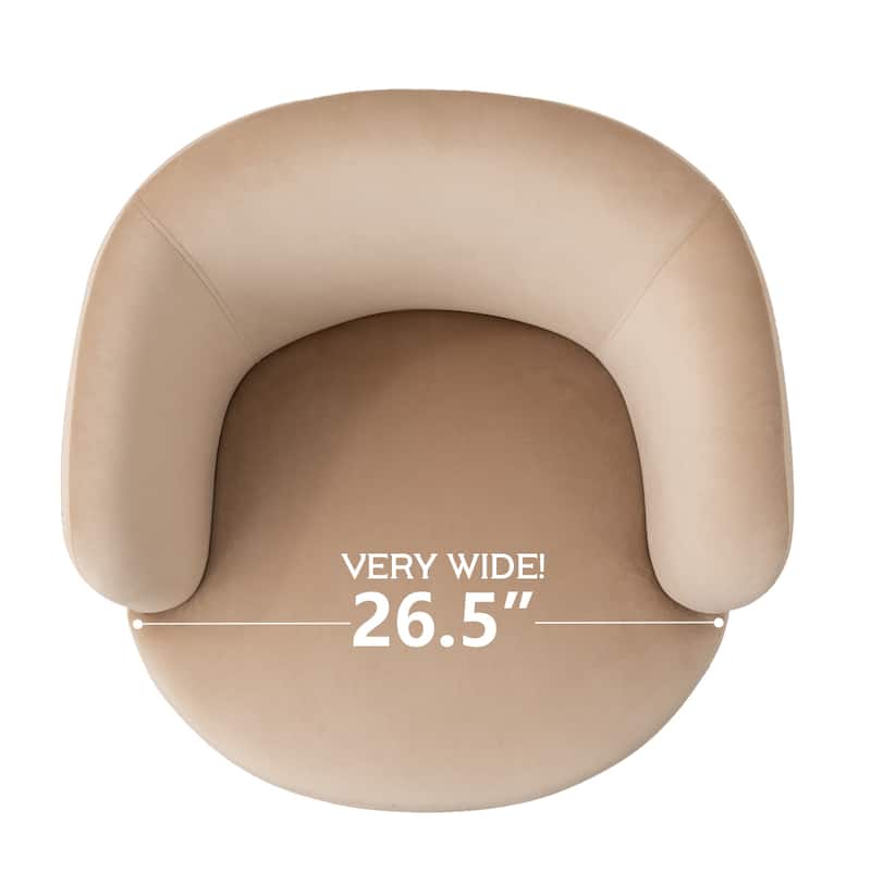 26.5" Wide Velvet Small Swivel Barrel Accent Chair