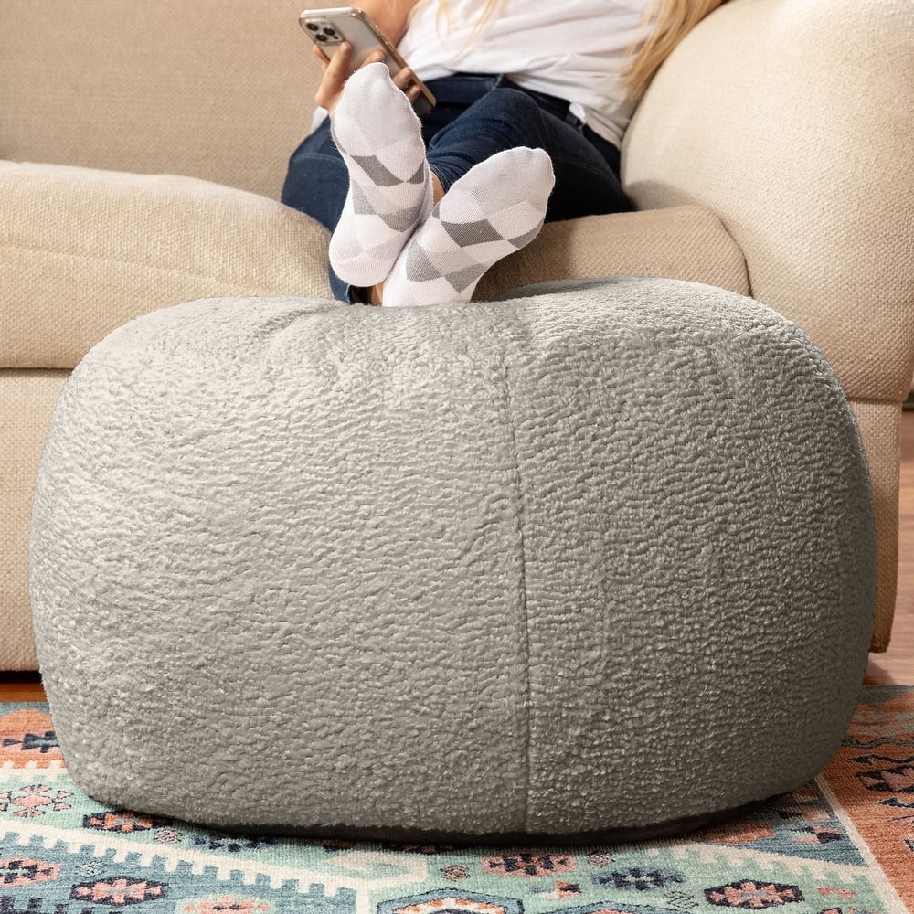 Jaxx Ellis Pouf - Modern Shearling Faux-Lamb Plush Fleece Ottoman