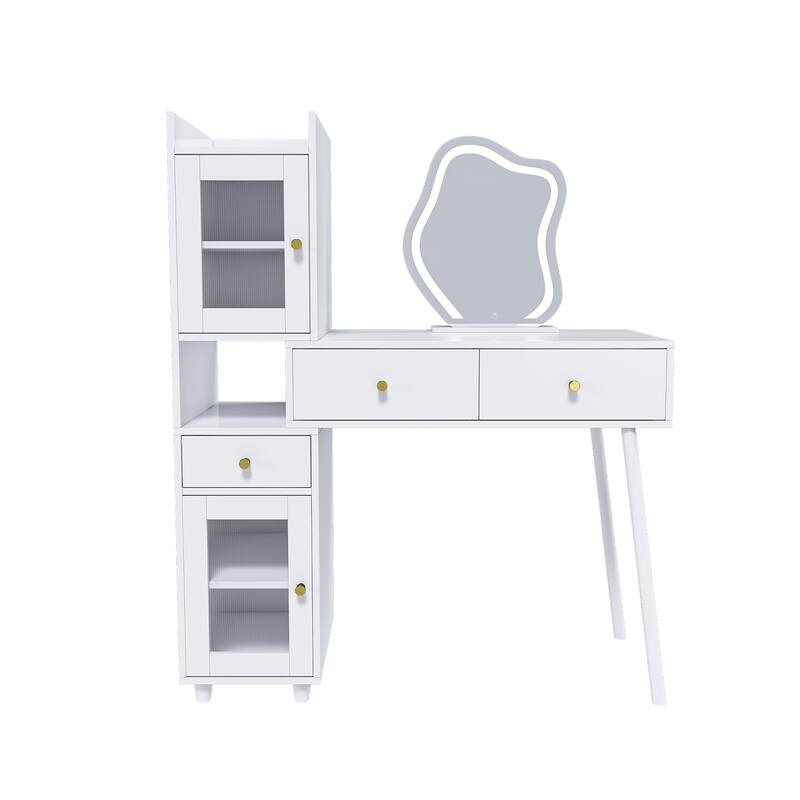 Vanity Dressing Table with LED Mirror & Storage