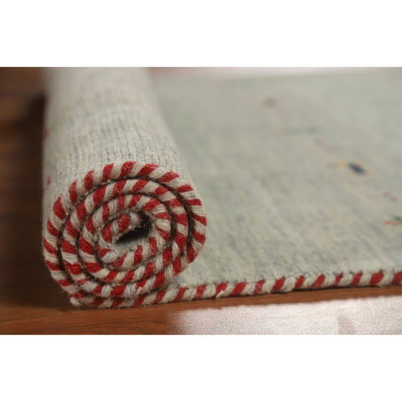 Hand Knotted Oriental 100% Wool Carpet Tribal Animal Pictorial Green Gabbeh Area Rug - 4' 11'' X 3' 0''