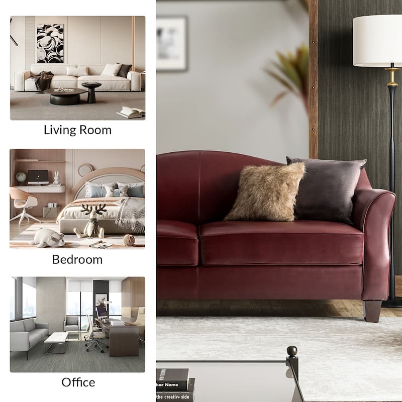 Sandra 81.5" Classic Genuine Leather Sofa With Solid Wood Legs By HULALA HOME