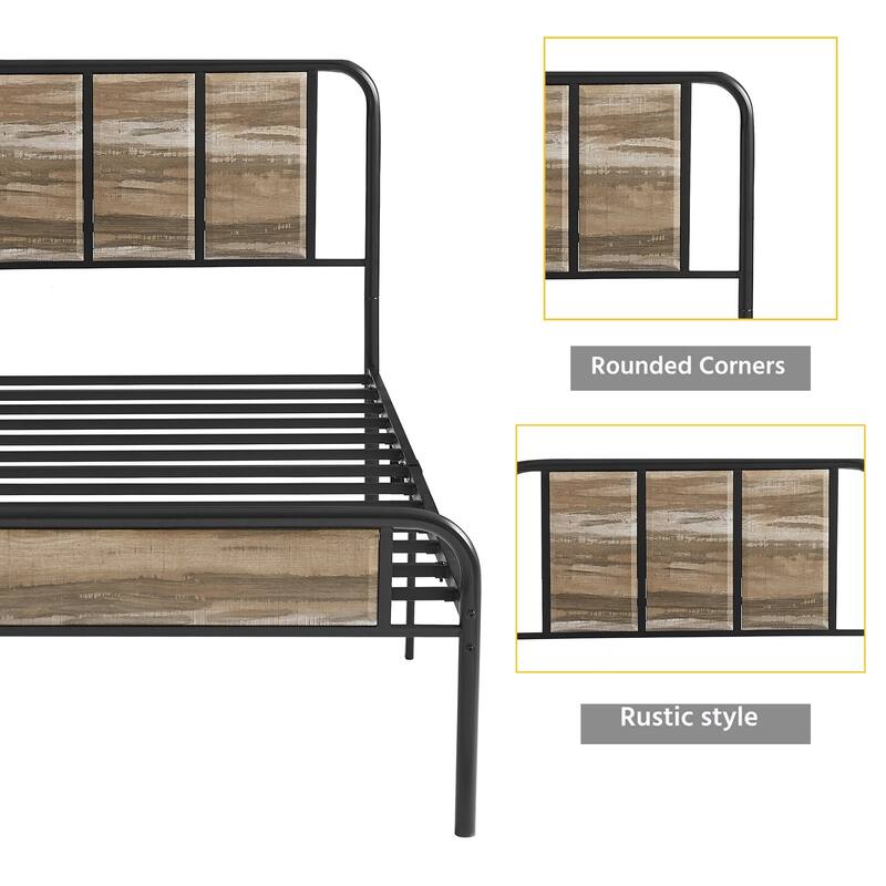 VECELO Platform Bed Frame with Wood Headboard,Twin/Full/Queen Size Bed