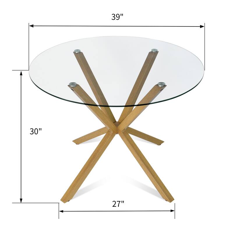 Round 39" Glass Dining Table - 39"x39"x30"