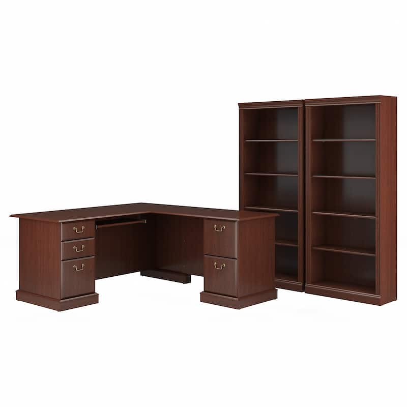 Saratoga L Shaped Computer Desk and Bookcase Set by Bush Furniture