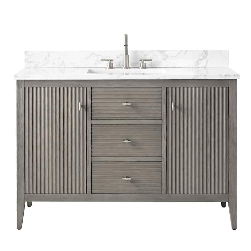 Vanity Art 48" Single Sink Bathroom Vanity Cabinet with Engineered Marble Countertop