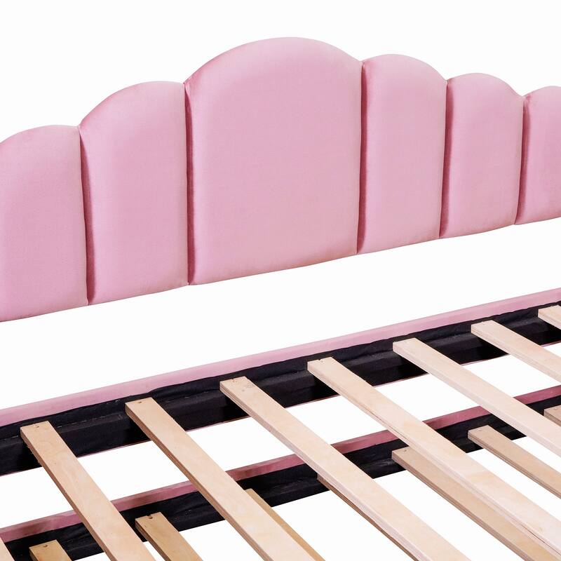 Twin size Upholstered Daybed with Trundle, Velvet Sofabed with USB Charging Ports, No Box-spring Needed, Pink