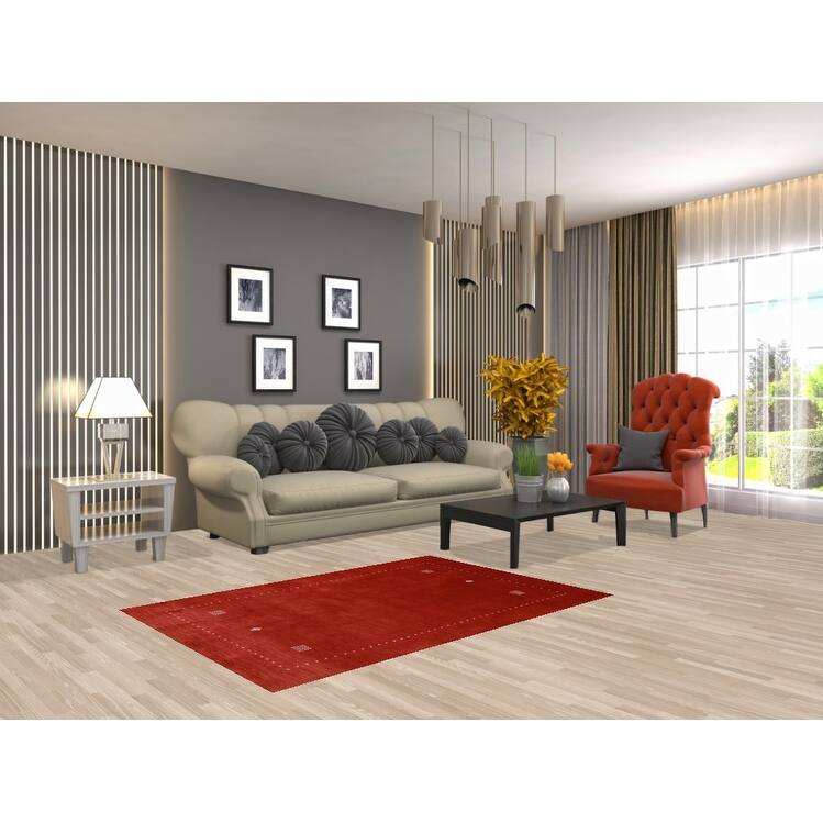 Hand Knotted Oriental 100% Wool Carpet Tribal Tribal Oranges & Rust Gabbeh Area Rug - 4' 10'' X 3' 4''