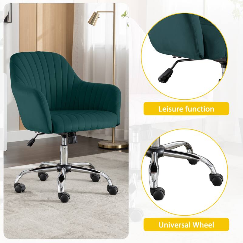 Modern Velvet Accent Chair with Adjustable Height and Rolling Casters