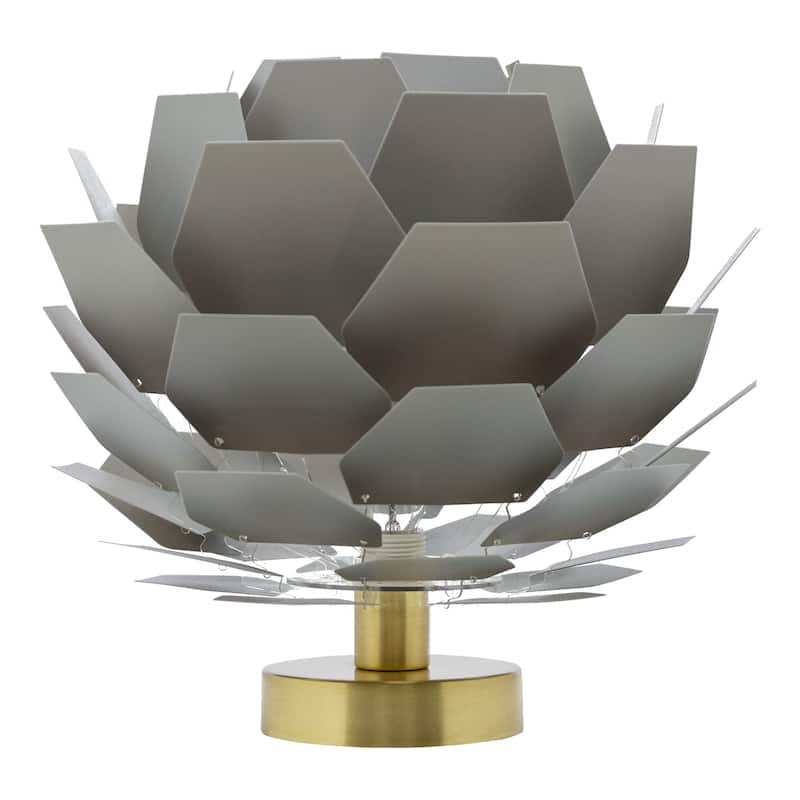 Rowena River of Goods Gray and Brushed Gold Lotus 11-Inch Table Lamp - 11.5" x 11.5" x 11" - 11.5" x 11.5" x 11" - Grey/Gold