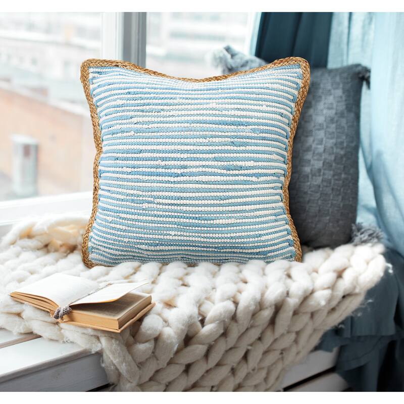 Sevita Striped Jute Bordered Throw Pillow
