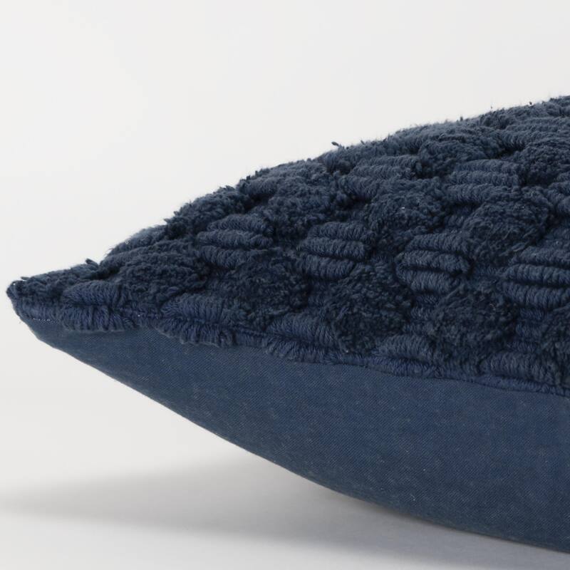 HomeRoots 20" Blue Cotton Throw Pillow With Texture