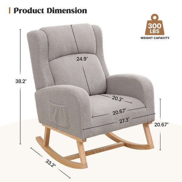□Mother＆Chaild◇Ｉ.P.Ｉrminger◇２３cm◇ Nursing Rocking Chairs for Mom Nursery,Comfy Wingback Glider