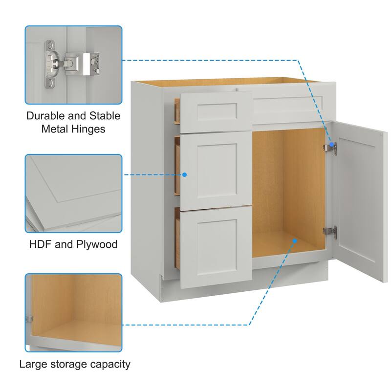 30-inch Bathroom Cabinet with Soft-Close Doors, Versatile Storage, and Waterproof MDF