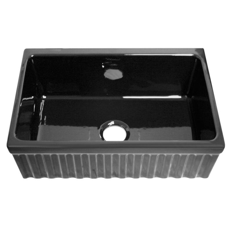 Whitehaus 30" Quatro Alcove Reversible Single Basin Fireclay Farm - Black