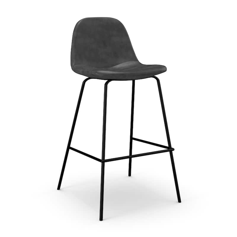 Maxine Vegan Leather Counter Height Stools Black Legs (Set of 2)