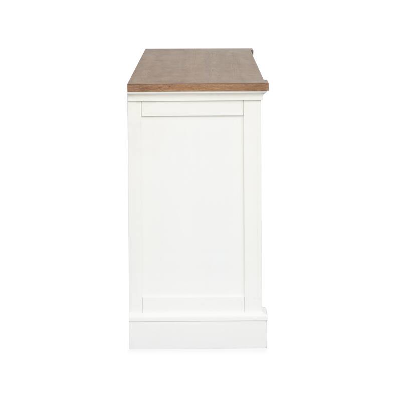 Magnussen Home Kingston Whisper White And Cerused Nutmeg Credenza - 68''W x 18''D x 34''H