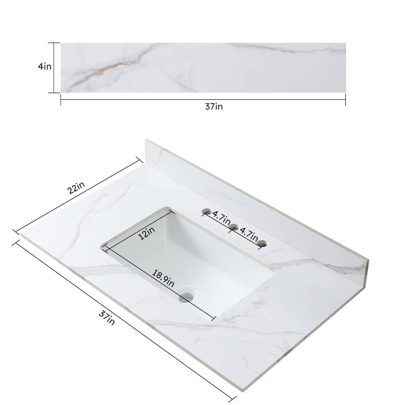 Monterey Sintered Stone Bathroom Vanity Top with Ceramic Sink