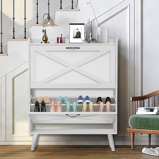 20 Pairs Shoe Storage Cabinet Wood Shoe Shoe Racks Organizer Boxes