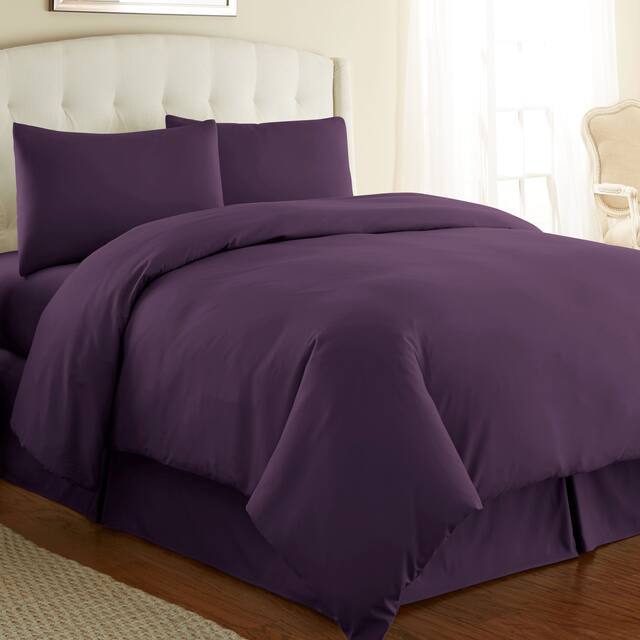 Vilano Series Ultra Soft 3-piece Duvet Cover Set - Purple - King - Cal King