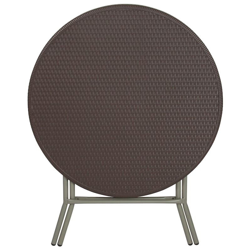 2.6-Foot Round Rattan Plastic Folding Table - Outdoor Event Table