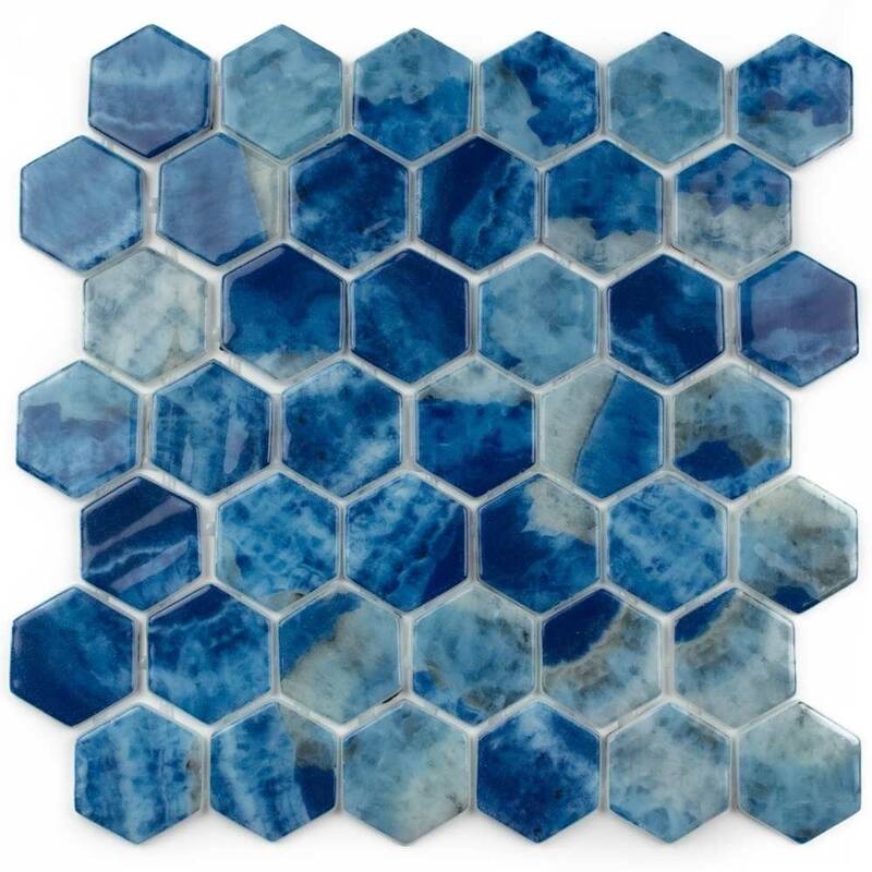 The Tile Life Eterna Hex 2x2 Saona Glass Mosaic Floor, Backsplash & Wall Tile - Case of 11 (9.68 Sq. ft.)