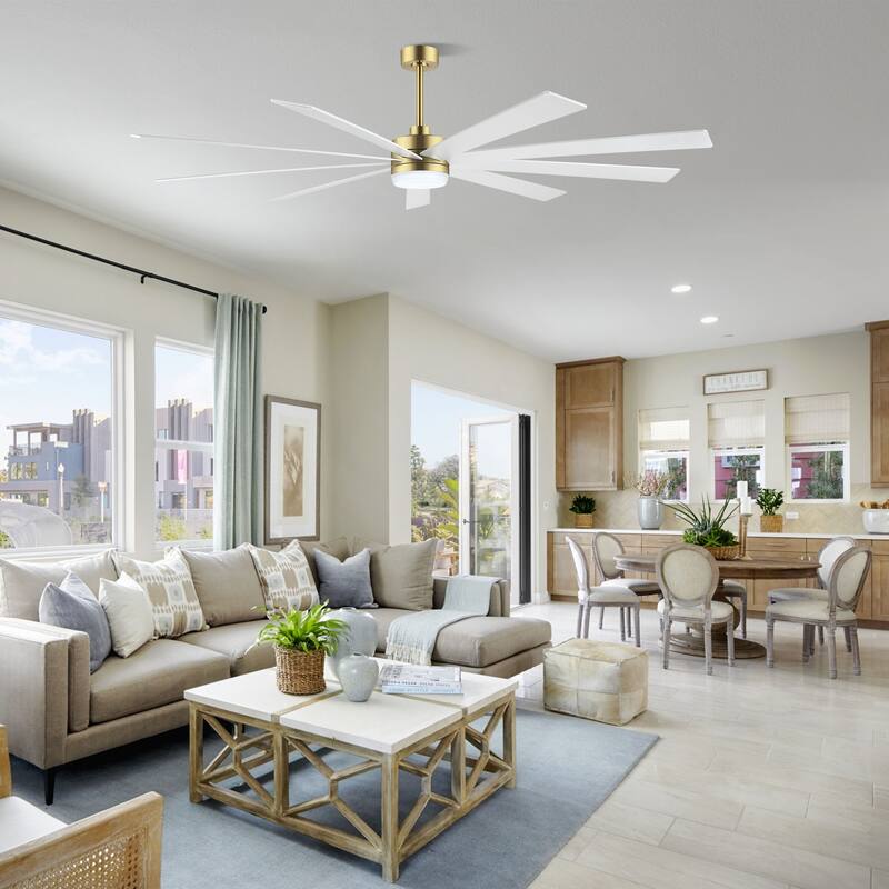 WINGBO 65/72 inch DC Motor Indoor Ceiling Fan with Light & Remote... - 65 - Gold and White