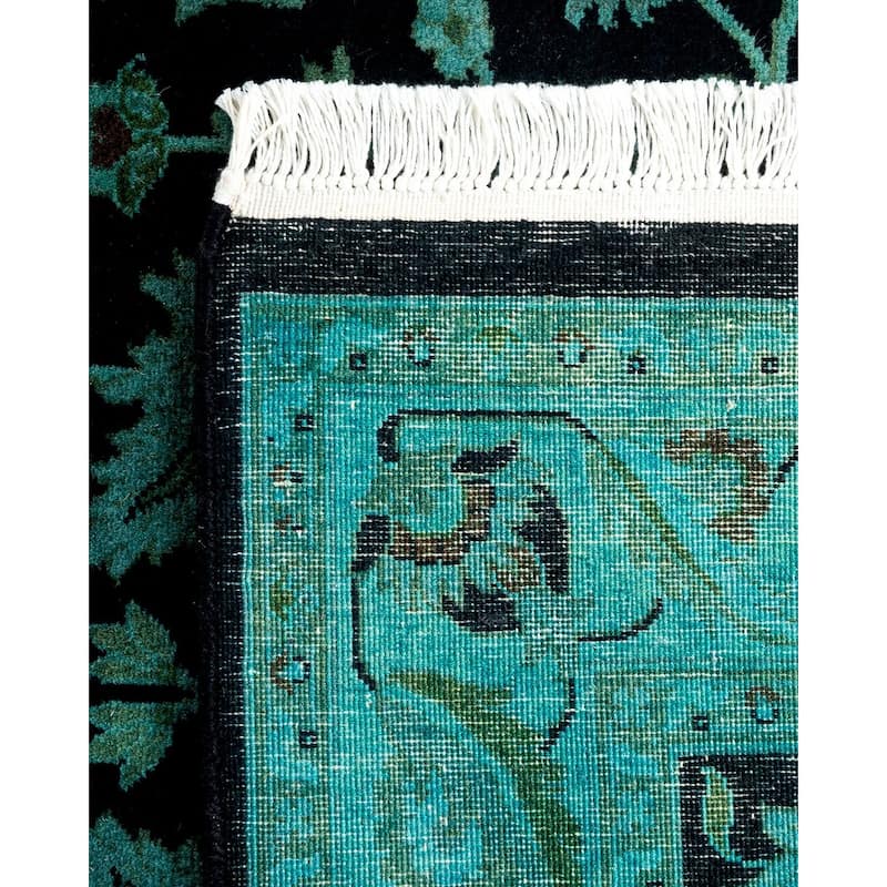 Overton Hand Knotted Wool Vintage Inspired Modern Contemporary Overdyed Black Area Rug - 3' 2" x 5' 2"