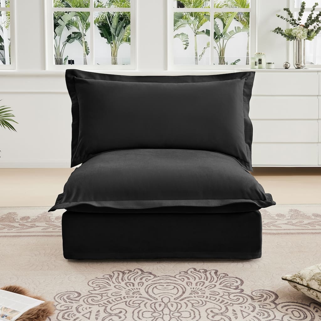 Armless Sofa - Black, Chenille Material