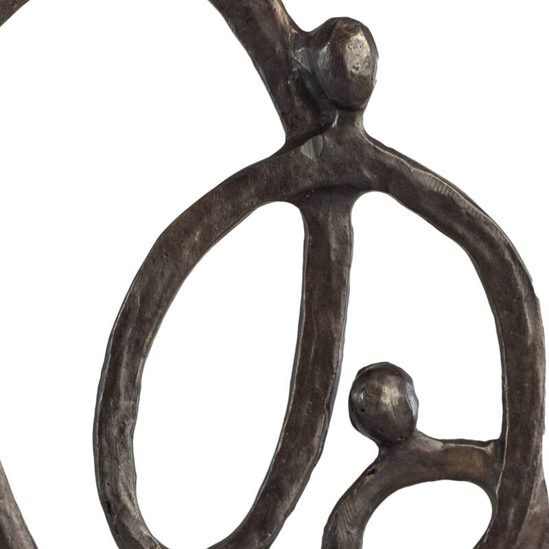 Handcrafted Abstract Heart-Shaped Family Sculpture - 7" - Bronze