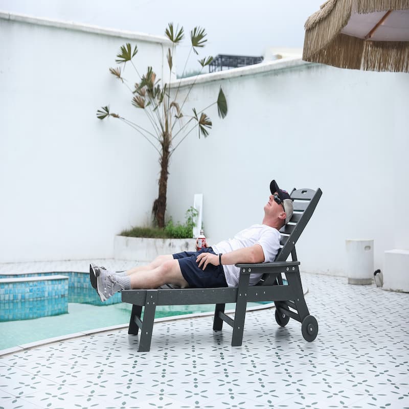 Lounge Chair Outdoor with Wood Texture, Grey