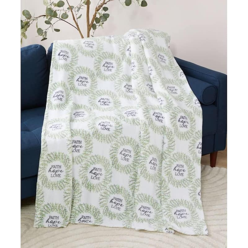Faith Hope Love Oversized Luxe Plush Holiday Throw Blanket (50" x 70")