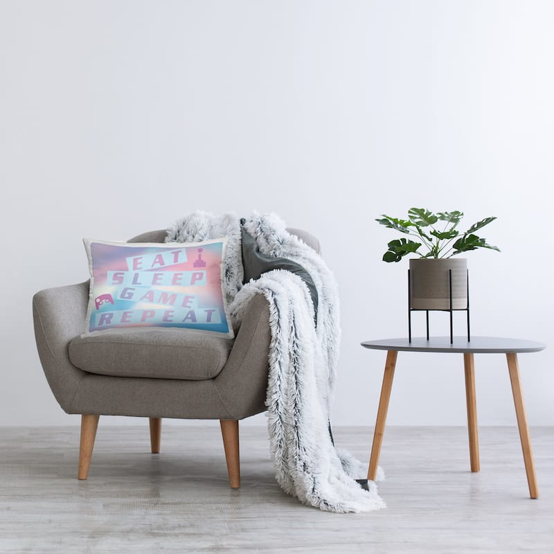 Stupell Pastel Eat Sleep Game Decorative Printed Throw Pillow Design by Yass Naffas Designs