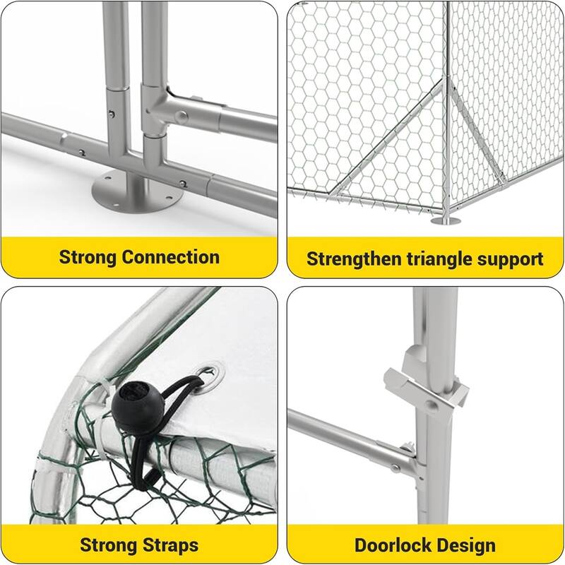 9.8 x 6.5 x 6.5FtGalvanized Steel Chicken PenWalk-in Poultry Cage
