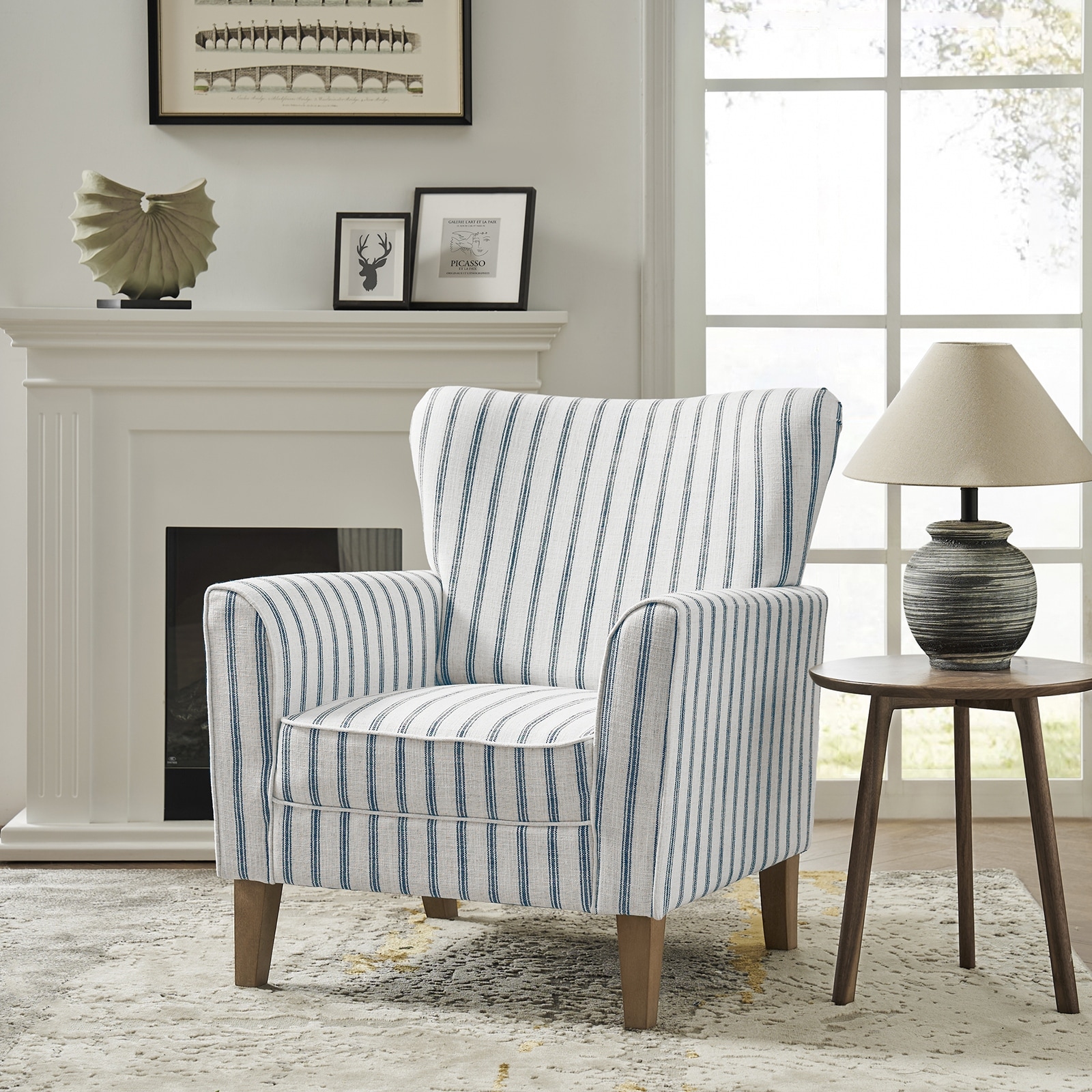 Farmhouse wingback outlet chair