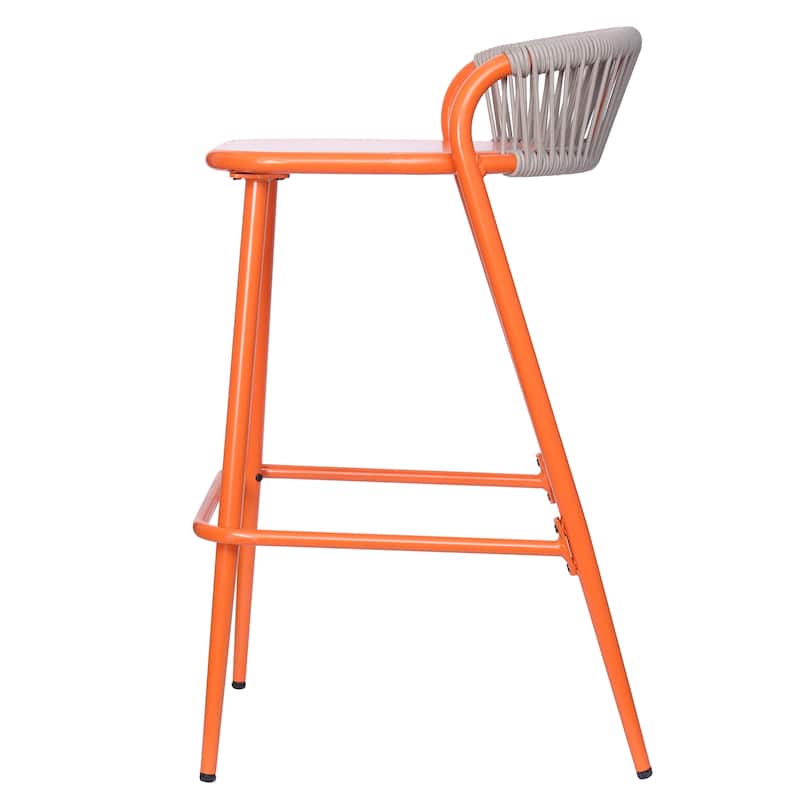 Christopher Knight Home - Samantha Durable Outdoor Barstools with Rope-Woven Backrest, Set of 2