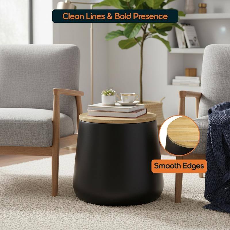 Orunel Modern Fiberstone Side Table with MDF Top and Painted Finish for Living Rooms, Patios, Balconies