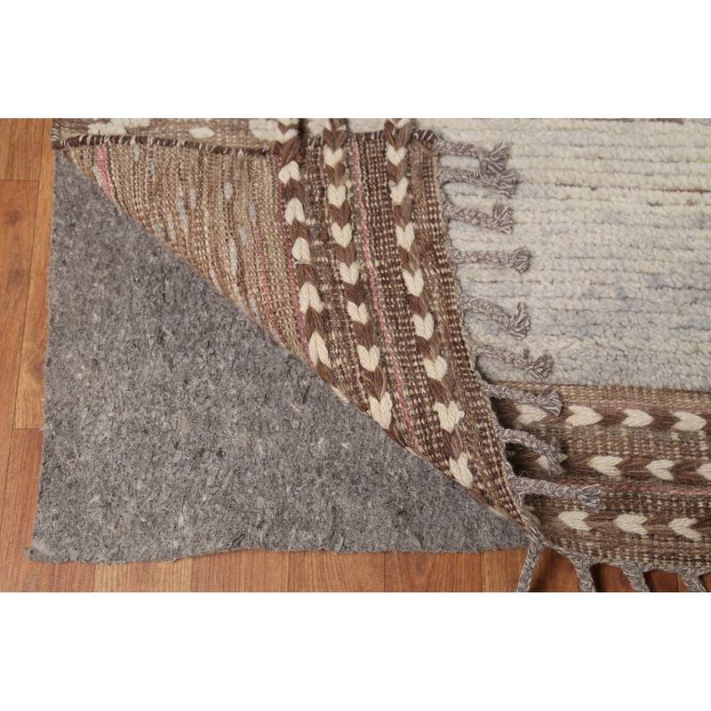 Striped Moroccan Oriental Large Area Rug Hand-Knotted Wool Carpet - 12'0"x 15'8"