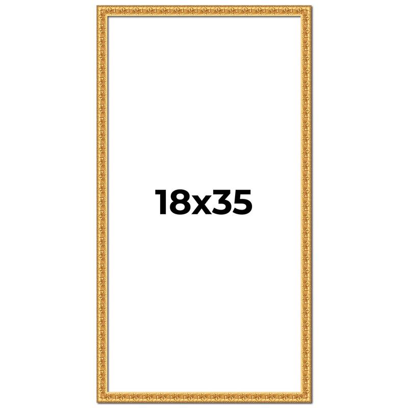 18x35 Frame Gold Real Wood Picture Frame Width 1 inches | Interior