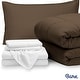 preview thumbnail 59 of 79, Bare Home Bed-in-a-Bag Down Alternative Comforter & Sheet Set Cocoa/White - Twin