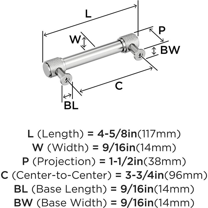 Amerock BP37743 Faraday 3-3/4" Center to Center Knurled Bar Cabinet