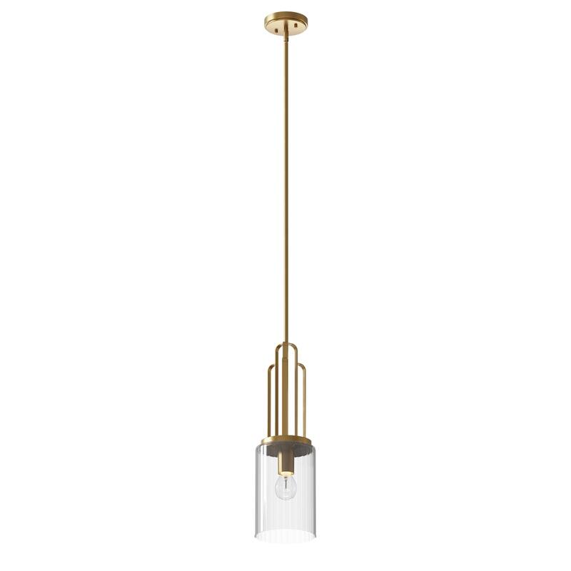 Kichler Kimrose 1 Light Mini Pendant with Clear Fluted Glass in Brushed Natural Brass