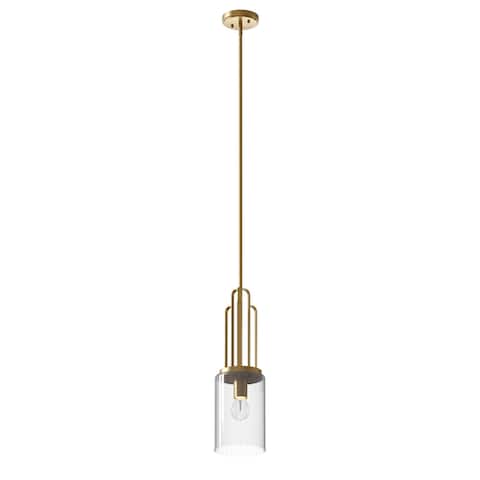 Kichler Kimrose 1 Light Mini Pendant with Clear Fluted Glass in Brushed Natural Brass