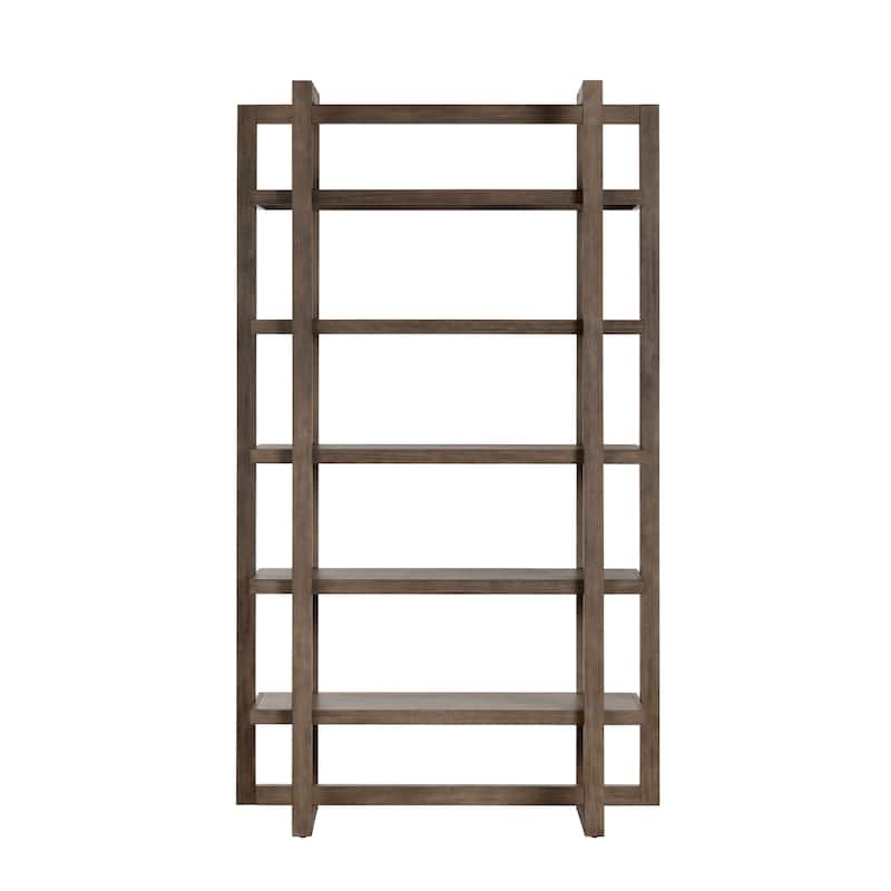 90 in. Brown Solid Wood 5 Shelf Etagere