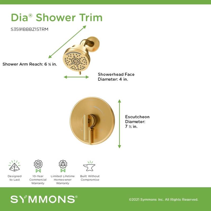 Symmons S3591B15TRM Dia HydroMersion Shower Only Trim Package with 1.5
