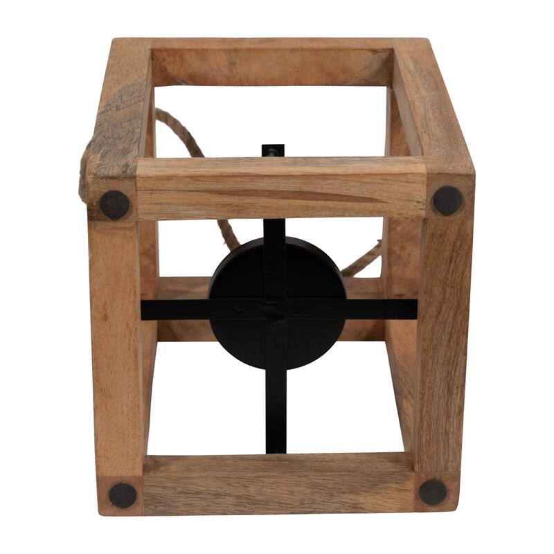 8"Lx8"Wx11"H, Lantern Candle Holder, Wood Brown Finish, Open Sides Design with Rustic Charm for Home Decor and Ambient