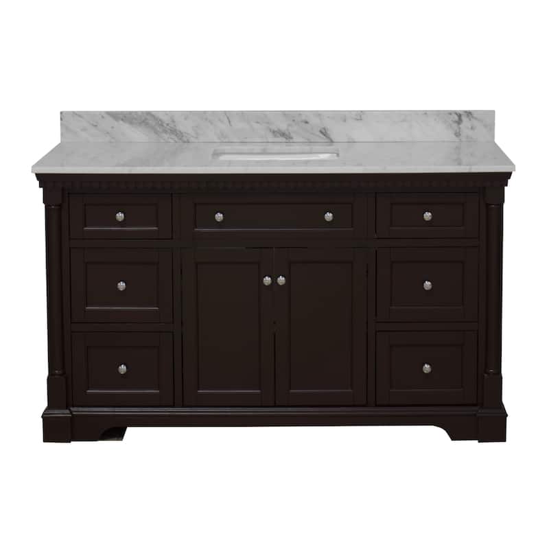 KitchenBathCollection Sydney 60" Single Bathroom Vanity with Carrara Marble Top