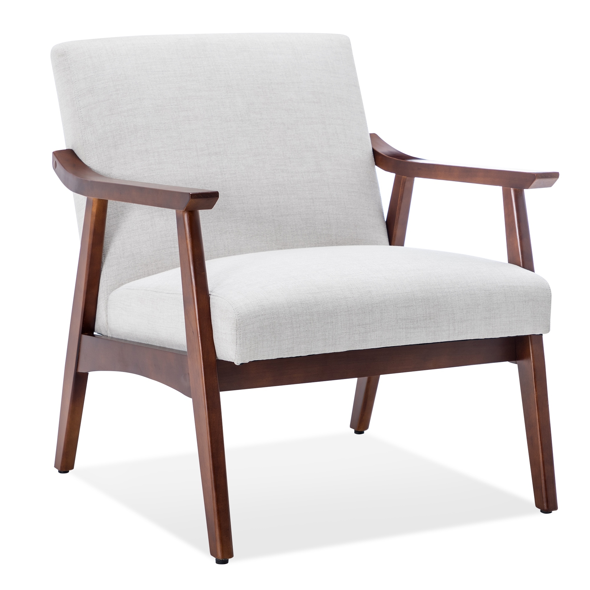 Shop Belleze Fabric Accent Chair Upholstered Wood Frame Armchair Light Grey Standard On Sale Overstock 29483924